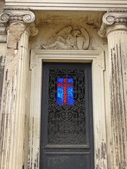 Stained glass window of tomb
