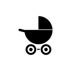 Pictogram stroller icon. Black icon on white background.