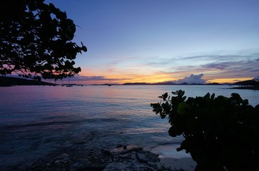 Fototapeta na wymiar Tropical sunset over the Caribbean Sea in the US Virgin Islands