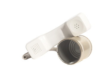 Tin can phone with handset