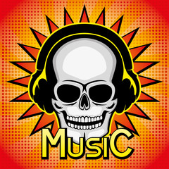 Obraz premium Skull with headphones.