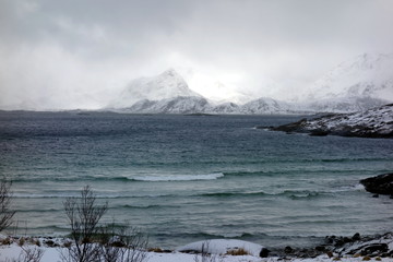 mountain and sea storm