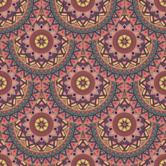 Ornate floral seamless texture, endless pattern with vintage mandala elements.