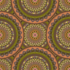 Ornate floral seamless texture, endless pattern with vintage mandala elements.