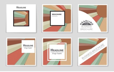 Naklejka premium Abstract vector layout background set. For art template design, list, front page, mockup brochure theme style, banner, idea, cover, booklet, print, flyer, book, blank, card, ad, sign, sheet,, a4