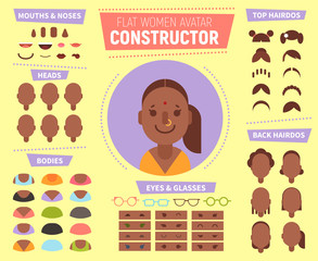 Flat women avatar constructor for generating characters