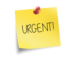 URGENT written on a yellow post-it note.