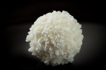 One sweet round coconut candy isolated close-up
