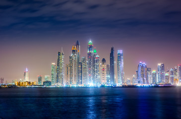 Dubai Marina At Night Panorama
