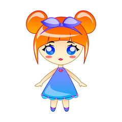 little anime girl vector illustration
