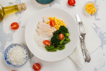 Balanced meal or diet concept