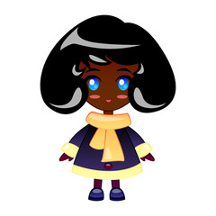 little anime girl vector illustration