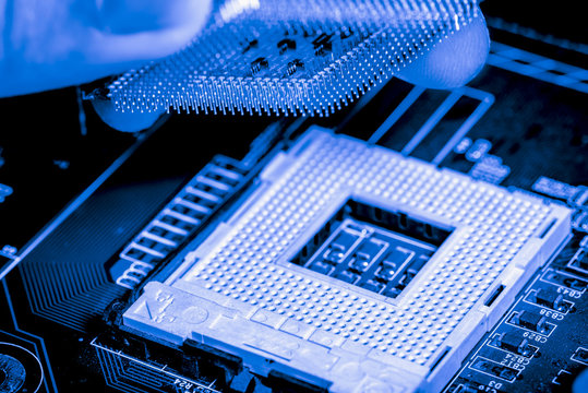 Close up of Electronic Circuits in Technology on  
Mainboard background (Main board,cpu motherboard,logic board,system board or mobo)