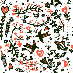 Floral romantic seamless pattern