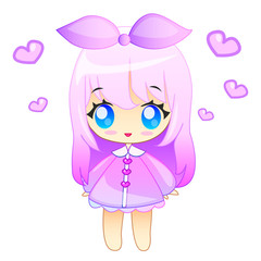 little anime girl vector illustration