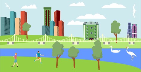 city and countryside illustration. Urban landscape