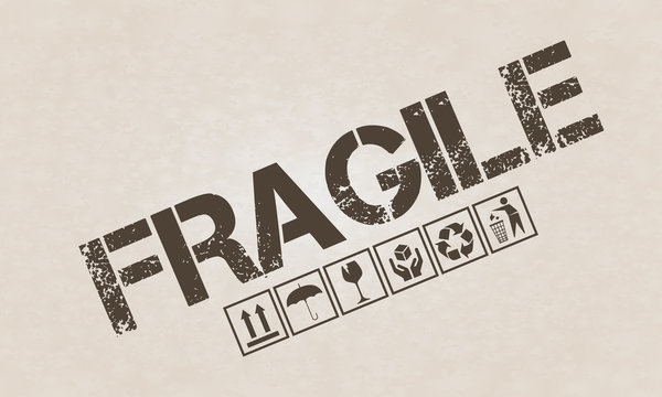 Fragile symbol set on brown cardboard