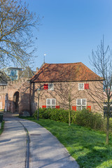 House with red shutters in a park in Amersfoort