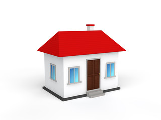 3d rendering of a small house model isolated on white background