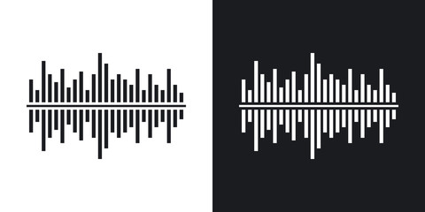Vector digital equalizer icon. Two-tone version on black and white background