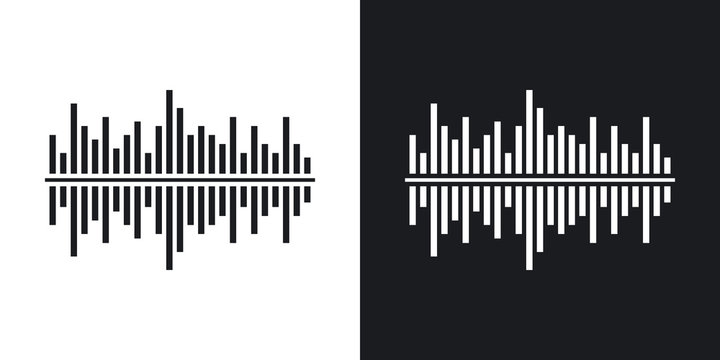 Vector digital equalizer icon. Two-tone version on black and white background