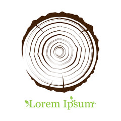 cross section of the trunk with tree rings. Wood sign icon. Tree growth rings. flat icon. Vector illustration. Logo.