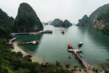 Tall rocks in the sea in Vietnam