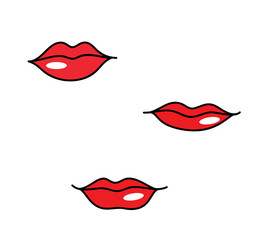 Red woman lips different shapes.