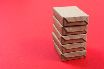Stack of wrapped craft boxes