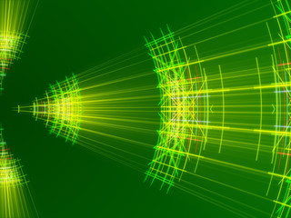 green abstract background, lines and light