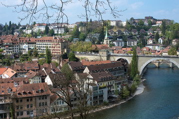 Fototapeta na wymiar Bern, Switzerland the Yarra River (Aare river) 