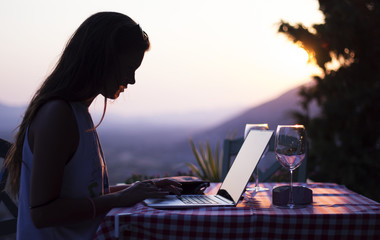 Woman working on a computer 