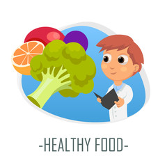 Healthy food medical concept. Vector illustration.