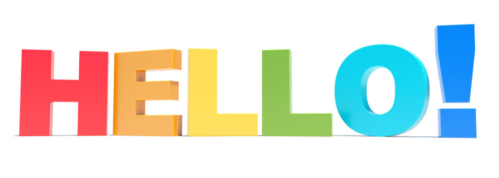 HELLO colorful letters 3D rendering