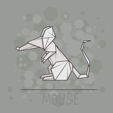Vector illustration paper origami of mouse.