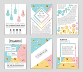 Naklejka premium Abstract vector layout background set. For art template design, list, front page, mockup brochure theme style, banner, idea, cover, booklet, print, flyer, book, blank, card, ad, sign, sheet,, a4