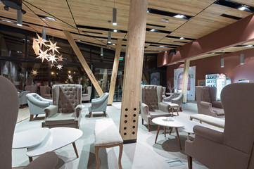 Interior of a mountain hotel lobby