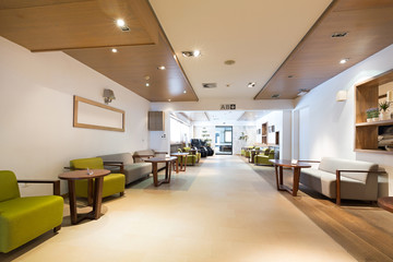 Interior of a mountain hotel lobby