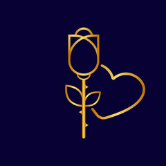 rose line and heart gold