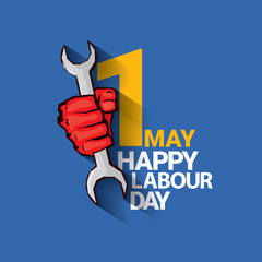 Happy labour day vector label