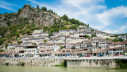 2016 Albania Berat - City of thousand windows, beautifull view of town on the hill between a lot of...
