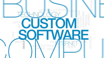 Custom software animated word cloud, text design animation. Kinetic typography.