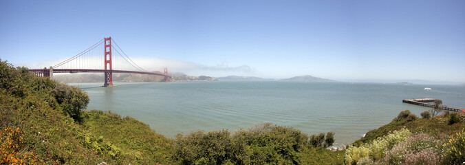Panoramic view of the Golden Gate Bridge from the Marin Headlands