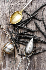 Rolled up leaves of Chinese green tea