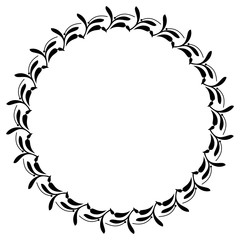 Black and white floral round frame. Copy space. Vector clip art