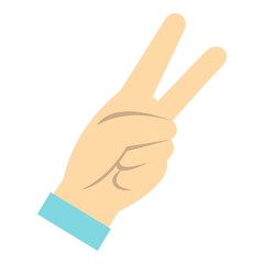 Two fingers raised up gesture icon isolated