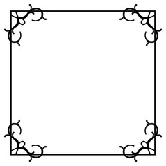 Black and white floral  frame. Copy space. Vector clip art