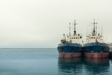 two ship in sea port