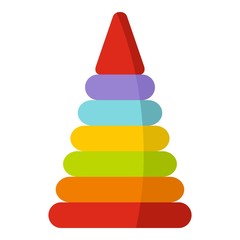 Colorful toy pyramid icon isolated