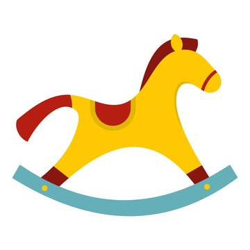 Yellow wooden rocking horse icon isolated